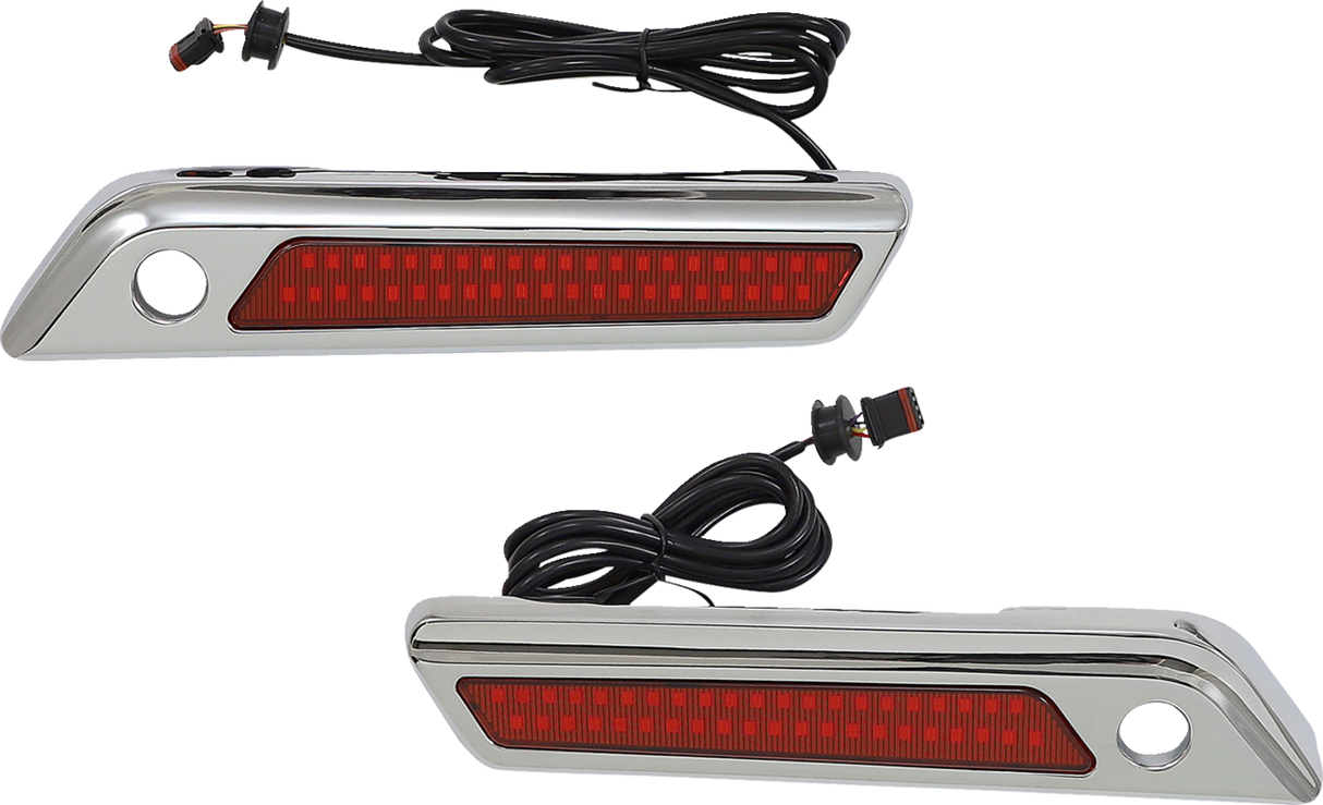 CUSTOM DYNAMICS Latch Light - Saddlebag - Dual Color - Red - Chrome CD-SBL-DC4-RC