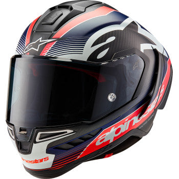 ALPINESTARS Supertech R10 Helmet - Team - Matte Black/Carbon Red Fluo/Blue - Medium 8200224-1383-M