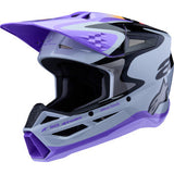 ALPINESTARS Youth SM3 Helmet - Jettson - Glosss Black/Gray/Purple - Small 8303226-9277-YS