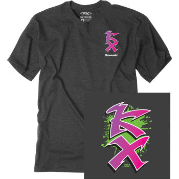 FACTORY EFFEX Kawasaki Retro KX T-Shirt - Heather Charcoal - Large 28-87114