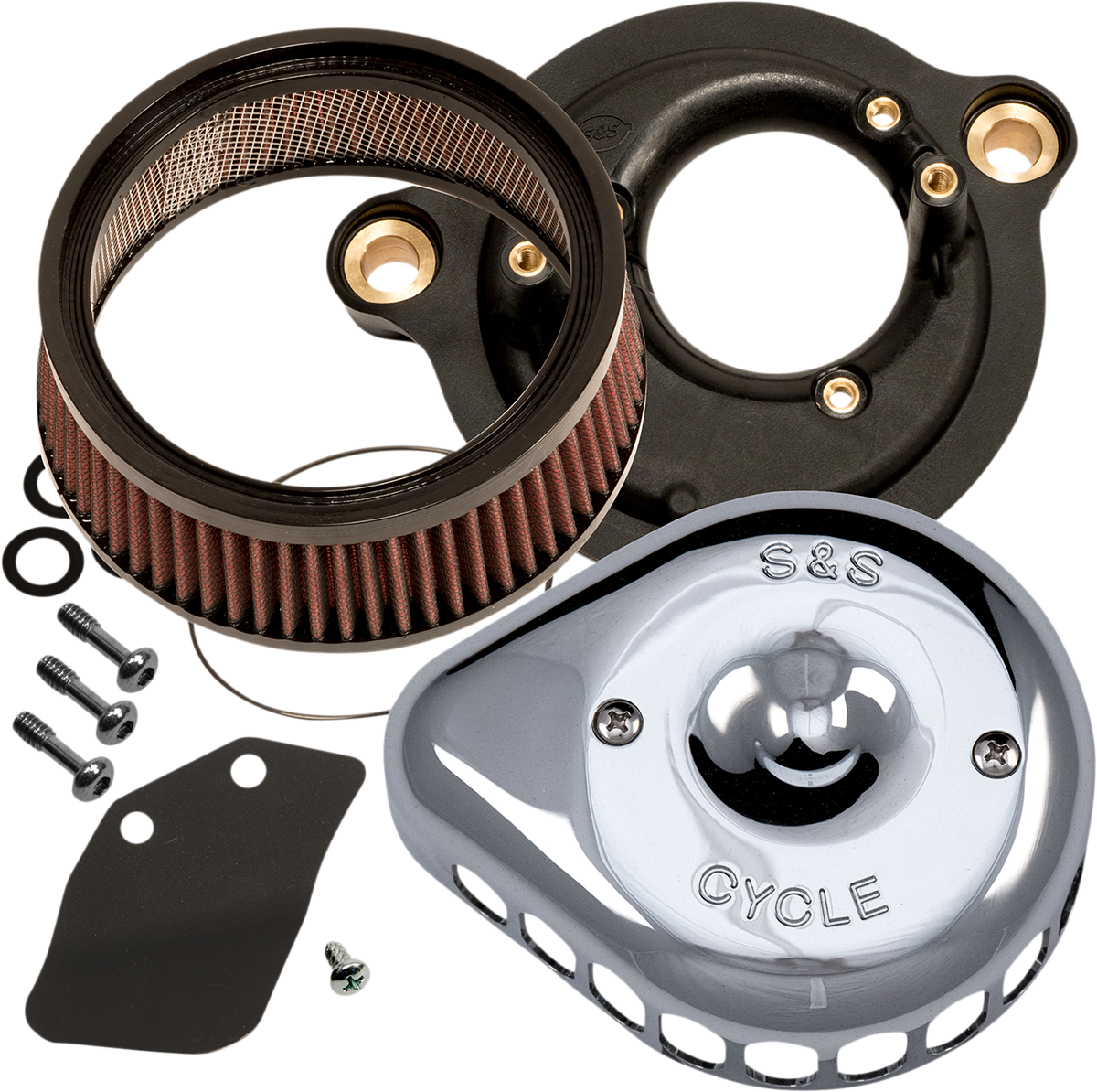 S&S CYCLE Mounted Air Cleaner - Chrome - M8 FIT 17-21 MODELS 170-0435C