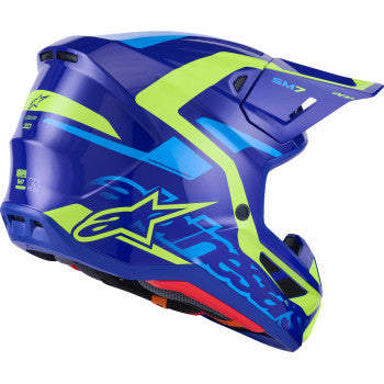 ALPINESTARS SM7 Helmet - Deed - Gloss Blue/Yellow Fluo - Small 8302426-7253-S