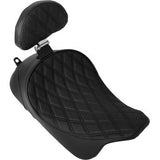 DRAG SPECIALTIES Solo Front Seat - Double Diamond - Black Stitch - w/ Backrest Option - FL '08-'23  0801-1955