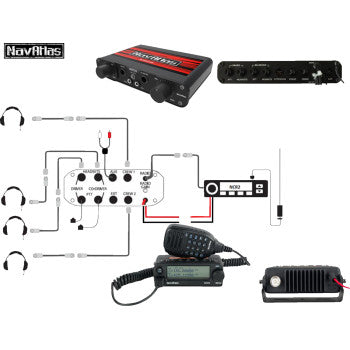 NAVATLAS Intercom/Radio and Headset Kit - 4-Seat - Black NI2RBHBK4