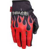THRASHIN SUPPLY CO. Stealth Leather Palm Flame Gloves - Red - Small SV1-21-08