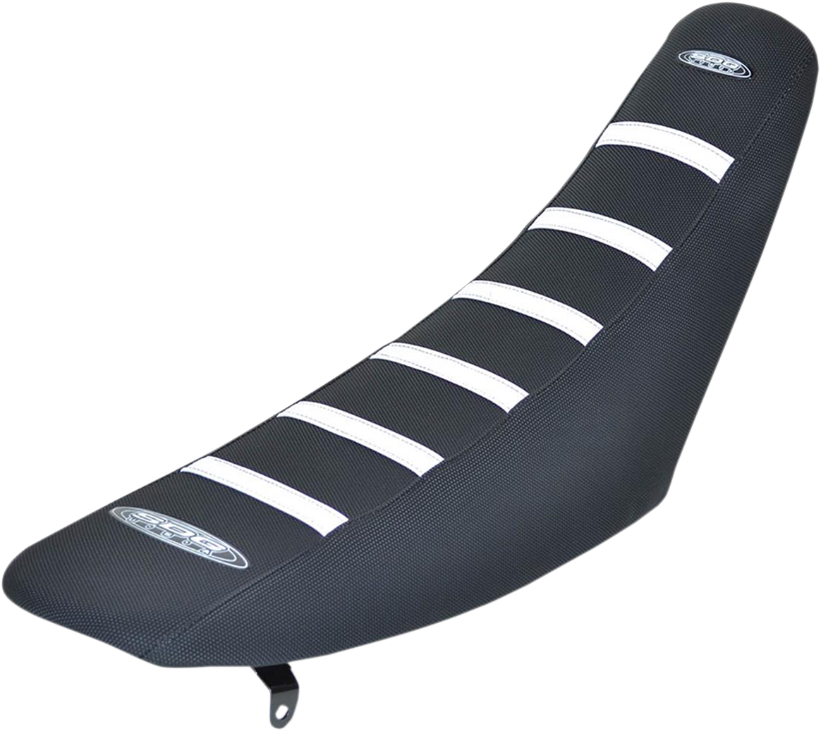 SDG 6-Ribbed Seat Cover - White Ribs/Black Top/Black Sides 95940WK