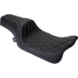 DRAG SPECIALTIES Asiento Predator 1Up - Vinilo - Doble puntada plateada diamante - FLH '08-'23 0801-1489 