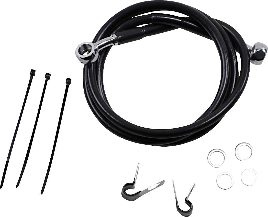 DRAG SPECIALTIES Brake Line - Front - Black - +2" - '99-'07 FXST 640210-2BLK