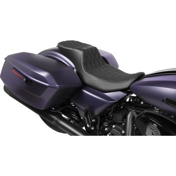 DRAG SPECIALTIES Performance Predator 2-Up Seat - Vinyl - Black Double Diamond Stitch - FLHX/FLTR '23-'24 0801-1941