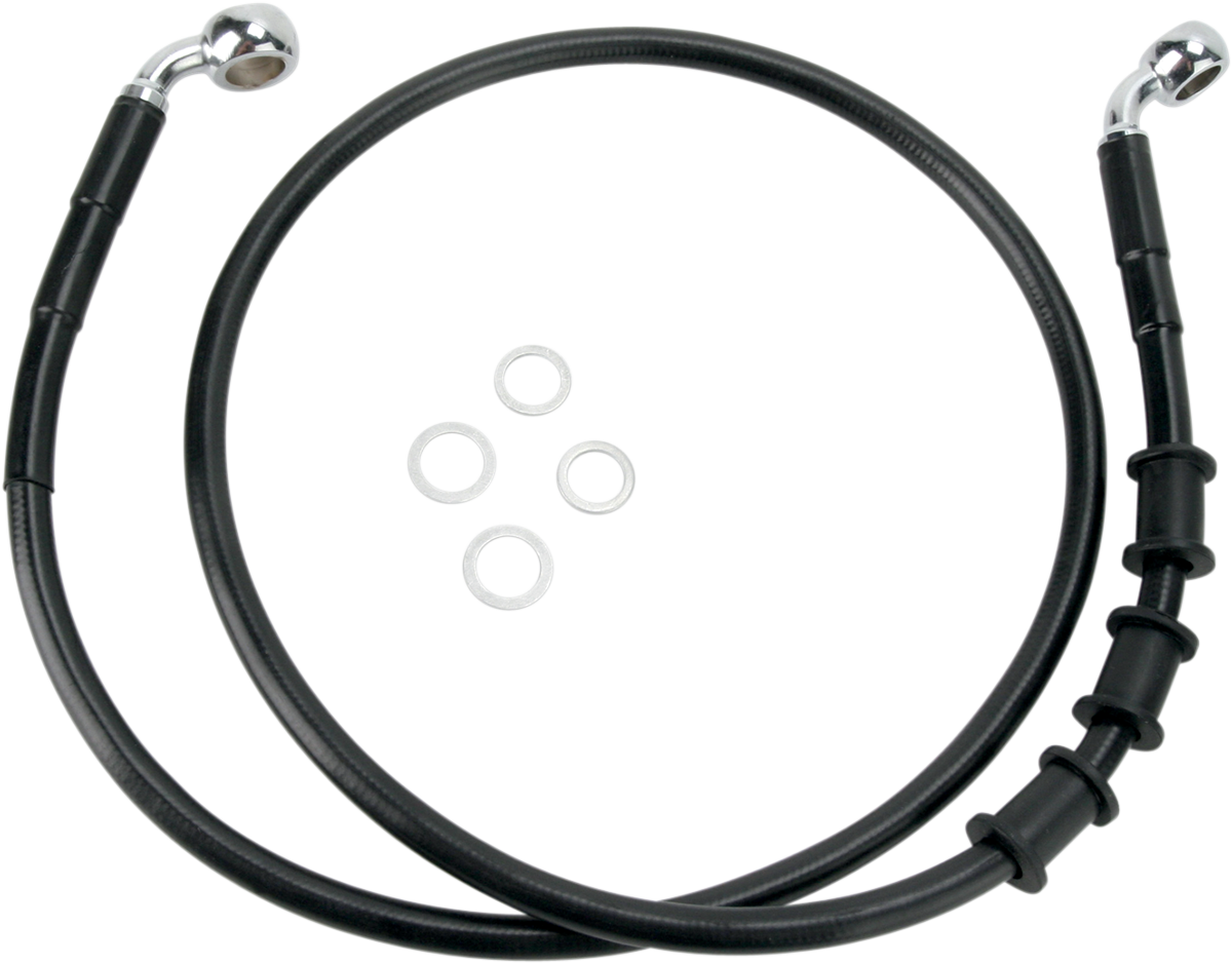 DRAG SPECIALTIES Brake Line - Front - Black - +10" 680219-10BLK