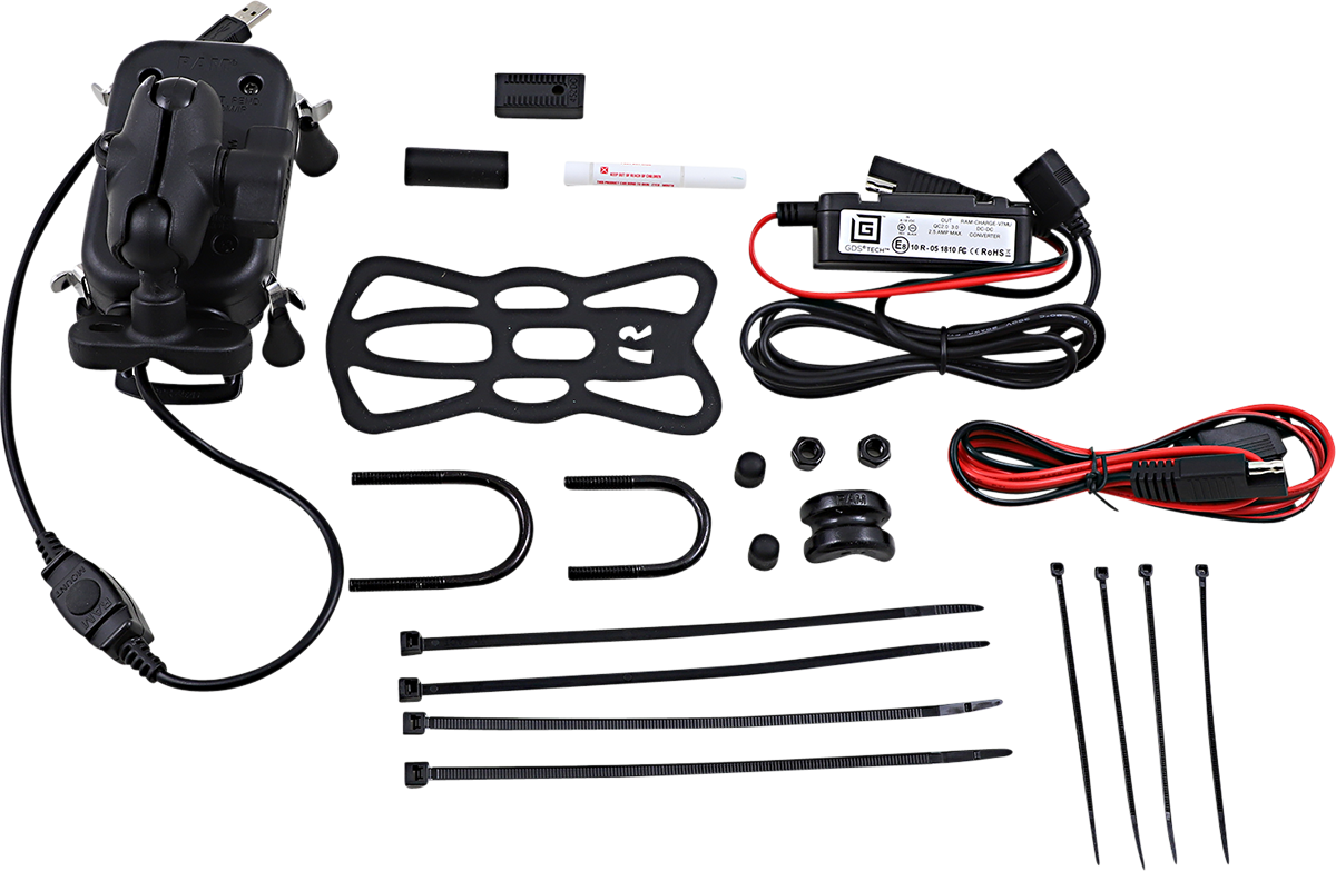 RAM MOUNTS Device Holder - Tough-Charge - Charging - Wireless - Waterproof - Hardwire Charger - U-Bolt Mount RAMB149ZAUN12WV