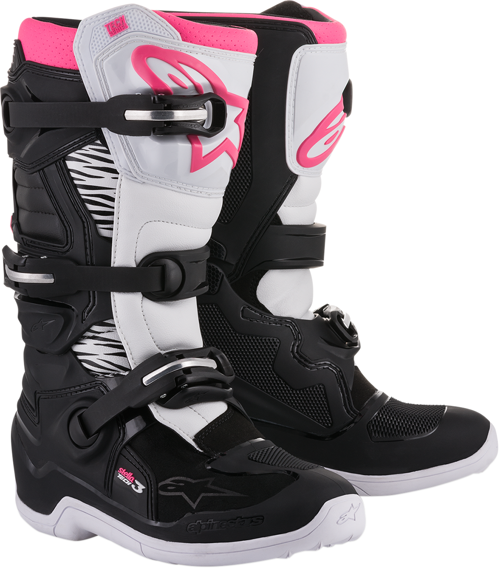 ALPINESTARS Stella Tech 3 Boots - Black/White/Pink - US 9 2013218-130-9