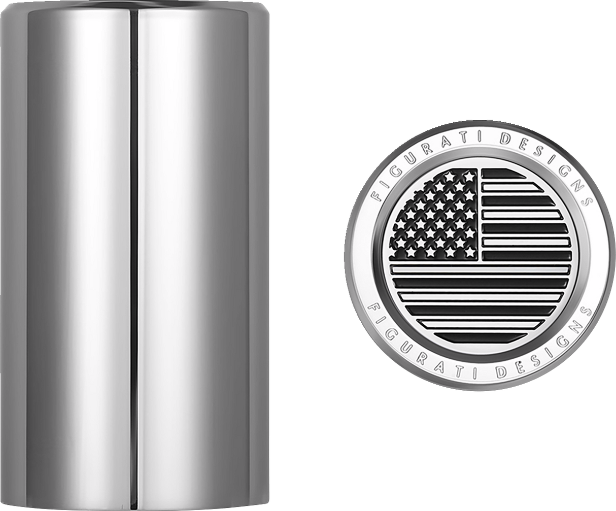 FIGURATI DESIGNS Docking Hardware Covers - American Flag - Long - Contrast Cut - Stainless Steel FD26-DC-2545-SS