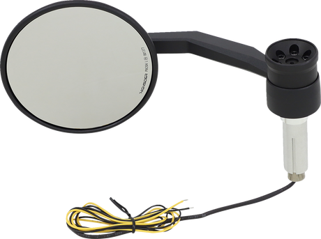 HIGHSIDER Mirror - Montana Rim - Side View - Turn Signal - Round - Black 301-528