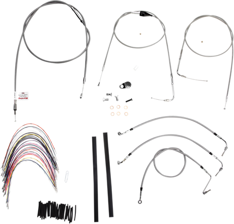 BURLY BRAND Handlebar Cable/Brake Line Kit - Complete - 14" Ape Hanger Handlebars - Stainless Steel B30-1082