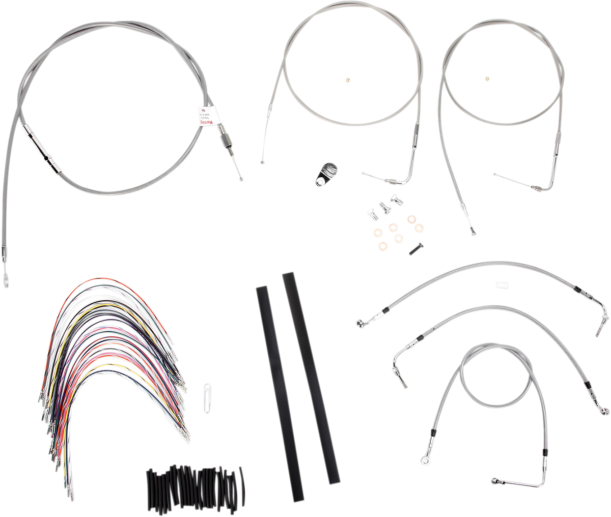 BURLY BRAND Handlebar Cable/Brake Line Kit - Complete - 16" Ape Hanger Handlebars - Stainless Steel B30-1080