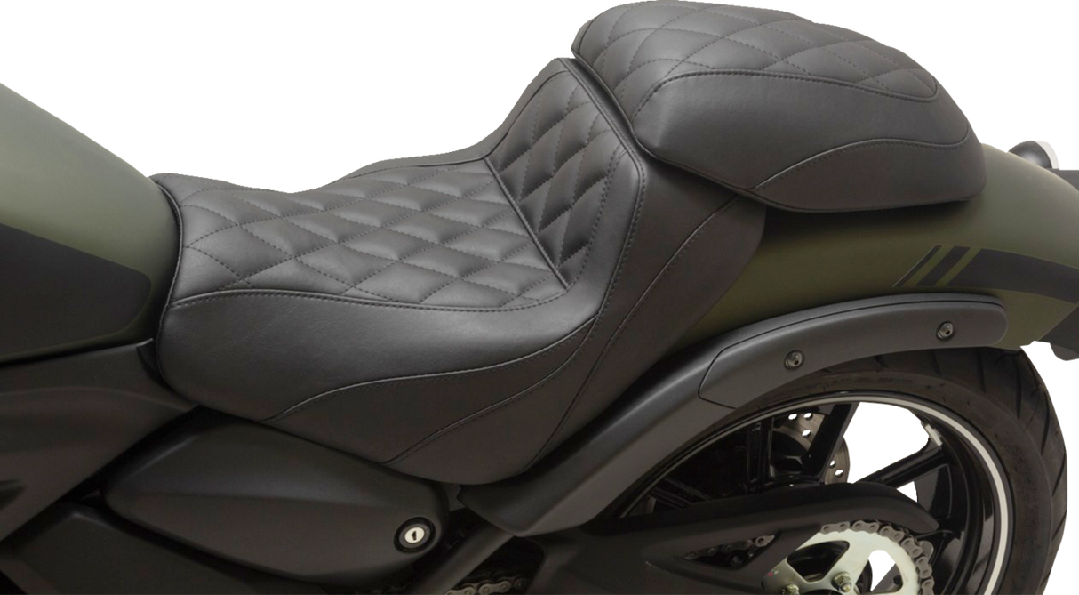 MUSTANG Squareback/Fastback Solo Seat - Black - Diamond Stitch - Vulcan S '15-'23 76430