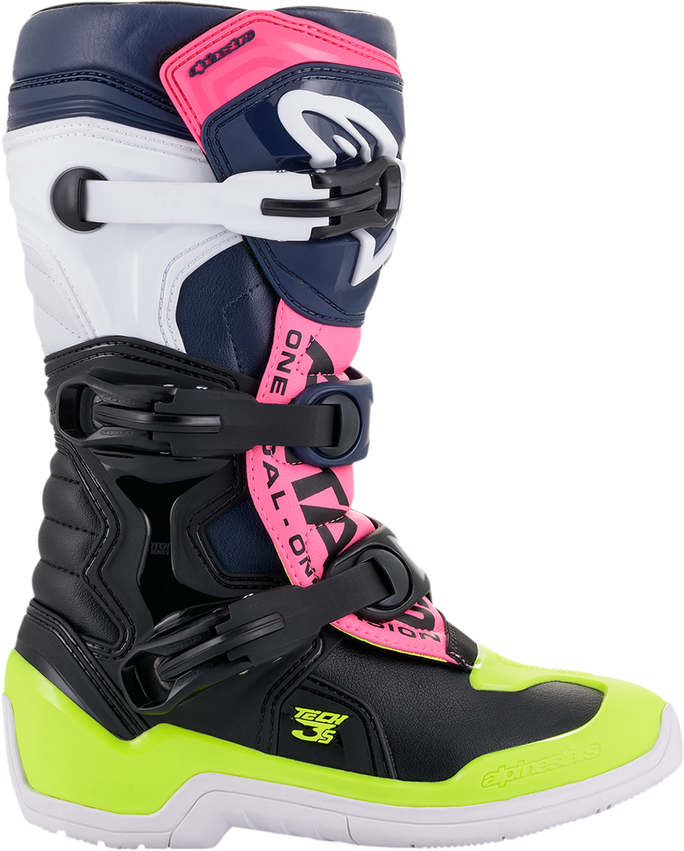 ALPINESTARS Tech 3S Boots - Black/Blue/Pink/White/Yellow - US 2 2014018-1176-2