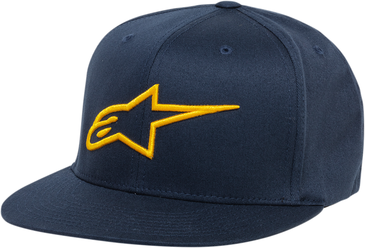 ALPINESTARS Ageless Flat Bill Hat - Navy/Gold - Large/XL 1035810157059LX