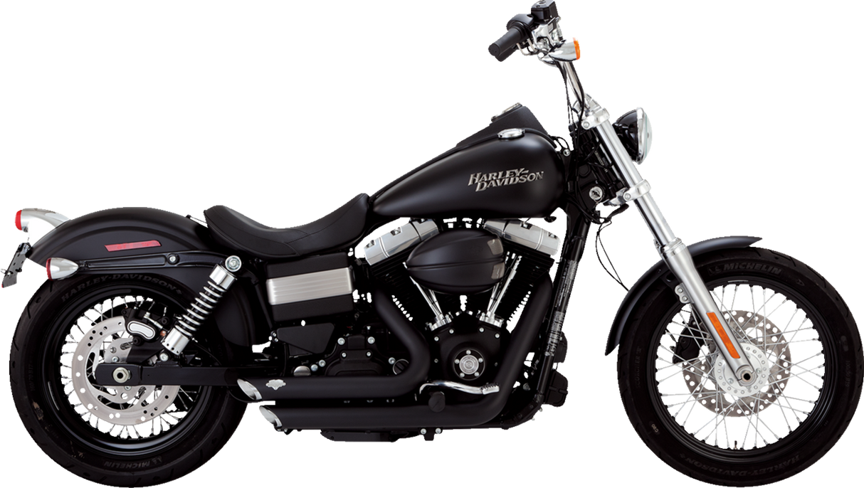 VANCE & HINES Short Shot Staggered Exhaust System - Matte Black Bob /Rider /Super Glide  2010-2017 47327