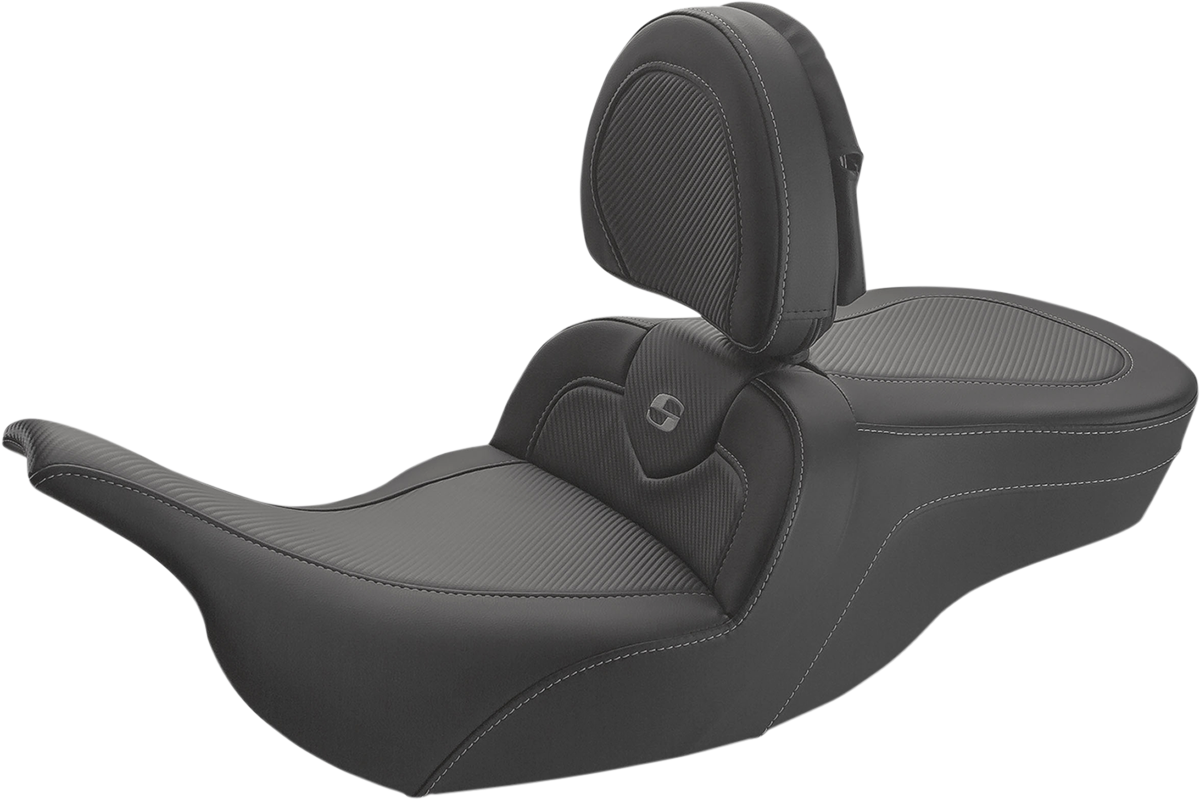 SADDLEMEN Roadsofa Carbon Fiber Seat - With Driver Backrest - Black 897-07-185BR