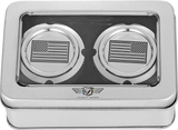 FIGURATI DESIGNS Front Axle Nut Cover - Stainless Steel - American Flag - Contrast Cut - Reversed FD26R-FAC-SS