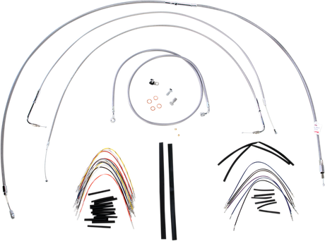 BURLY BRAND Handlebar Cable/Brake Line Kit - Complete - 18" Ape Hanger Handlebars - Stainless Steel B30-1059