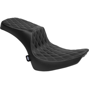 DRAG SPECIALTIES Performance Predator 2-Up Seat - Vinyl - Double Diamond - Silver Thread - FL '00-'17 0802-1642