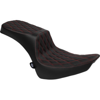 DRAG SPECIALTIES Performance Predator 2-Up Seat - Vinyl - Double Diamond - Red Thread - FL '00-'17 0802-1643