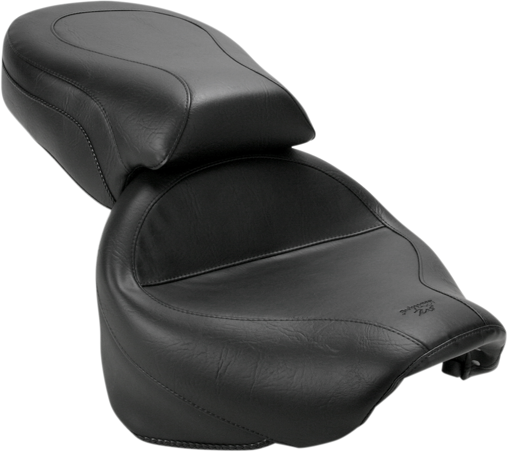 MUSTANG Seat - Vintage - Wide - Touring - Without Driver Backrest - Two-Piece - Smooth - Black 75217