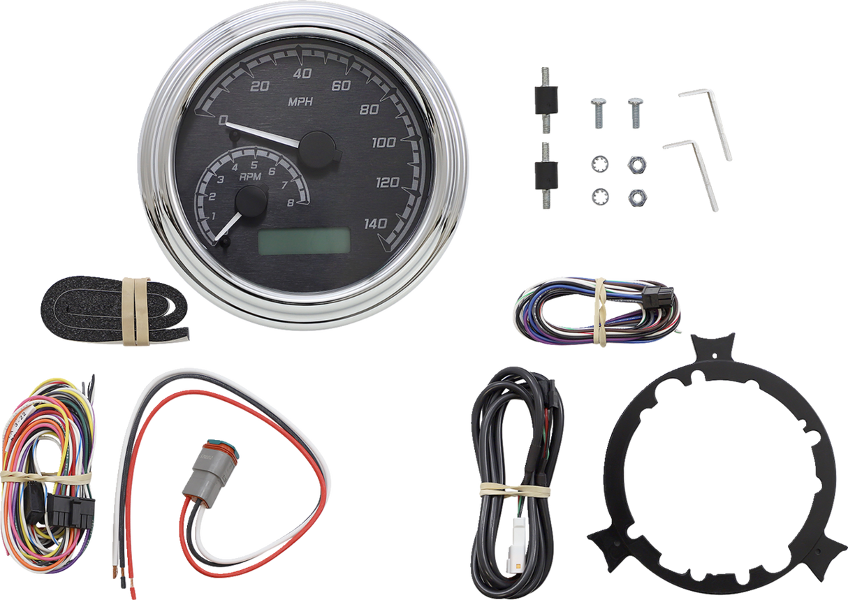 DAKOTA DIGITAL MXV Series Analog Gauge System - Black/Gray/Chrome MVX-2002-KG-C