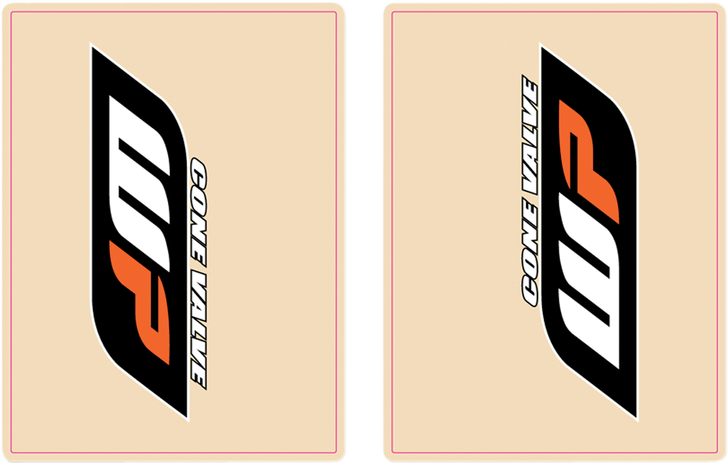 FLU DESIGNS INC. Upper Fork Decal - WP - Orange/Black 1020