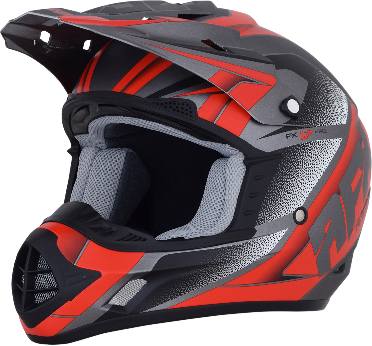 AFX FX-17 Helmet - Force - Frost Gray/Red - Large 0110-5205