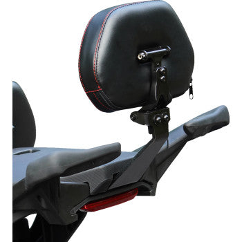 SHOW CHROME Ballistic Passenger Backrest - Black w/ Red Stitching - Ryker '19-'23 41-420CRED