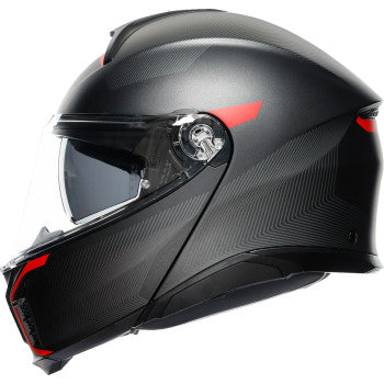 AGV Tourmodular Helmet - Frequency - Matte Gunmetal/Red - Medium 211251F2OY00512