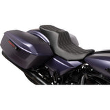 DRAG SPECIALTIES Predator 2-Up Seat - Vinyl - Double Diamond Silver Stitch - w/o Backrest - FLTR/FLHX '23-'24 0801-1949