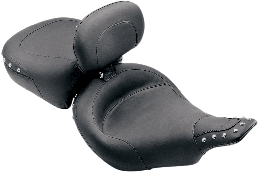 MUSTANG Wide Solo Seat - With Backrest - Vintage - Black - Smooth - Softail '06-'10 79530