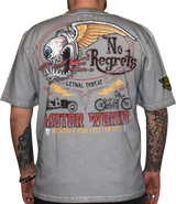 LETHAL THREAT Vintage Velocity No Regrets Motor Works T-Shirt - Gray - Medium VV40180M