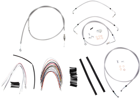 BURLY BRAND Handlebar Cable/Brake Line Kit - Complete - 16" Ape Hanger Handlebars - Stainless Steel B30-1095