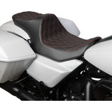 DRAG SPECIALTIES Predator III Seat - Double Diamond - Red Stitching - FLT/FLH 2023-2024  0801-1933