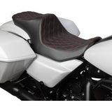 DRAG SPECIALTIES Predator III 2-Up Seat - Double Diamond - Red Stitching - FLT/FLH '23-'24 0801-1933