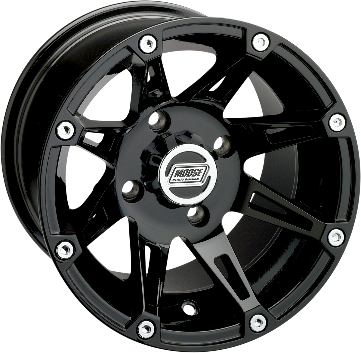 MOOSE UTILITY Wheel - 387X - Front/Rear - Machined Black - 12x7 - 4/4 - 4+3 387MO12744BW4