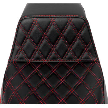 SADDLEMEN Step-Up Seat - Front Lattice Stitch - Red Stitch - FLH/FLT '08-'23 A808-07B-172RED