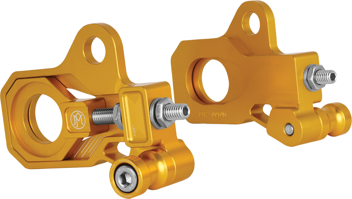 PERFORMANCE MACHINE (PM) Axle Adjuster Kit - Gold - Rear 0117-0028M-G