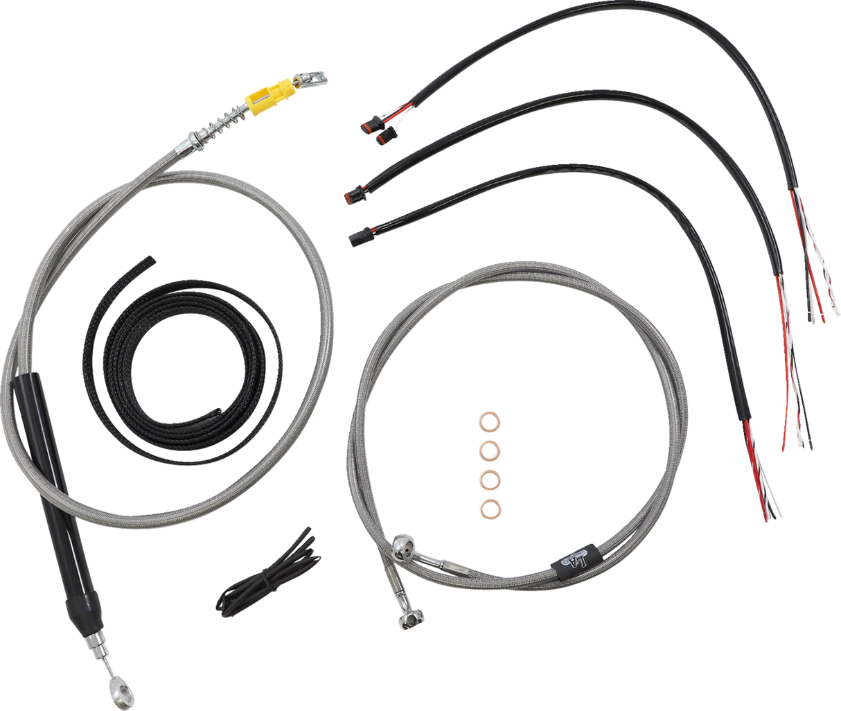 LA CHOPPERS Handlebar Cable/Brake Line Kit- Quick Connect - Complete - 18" - 20" Ape Hangers - Stainless LA-8156KT2-19