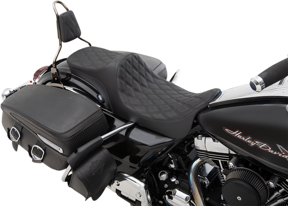 DRAG SPECIALTIES Predator III 2-Up Seat - Double Diamond - Black Thread 0801-1304