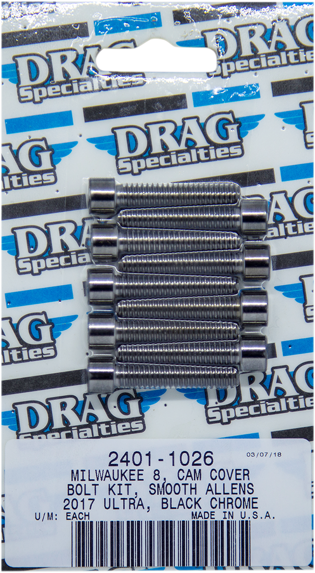 DRAG SPECIALTIES Camshaft Cover Smooth Bolt Kit - Black/Chrome - M8 MK779SBK