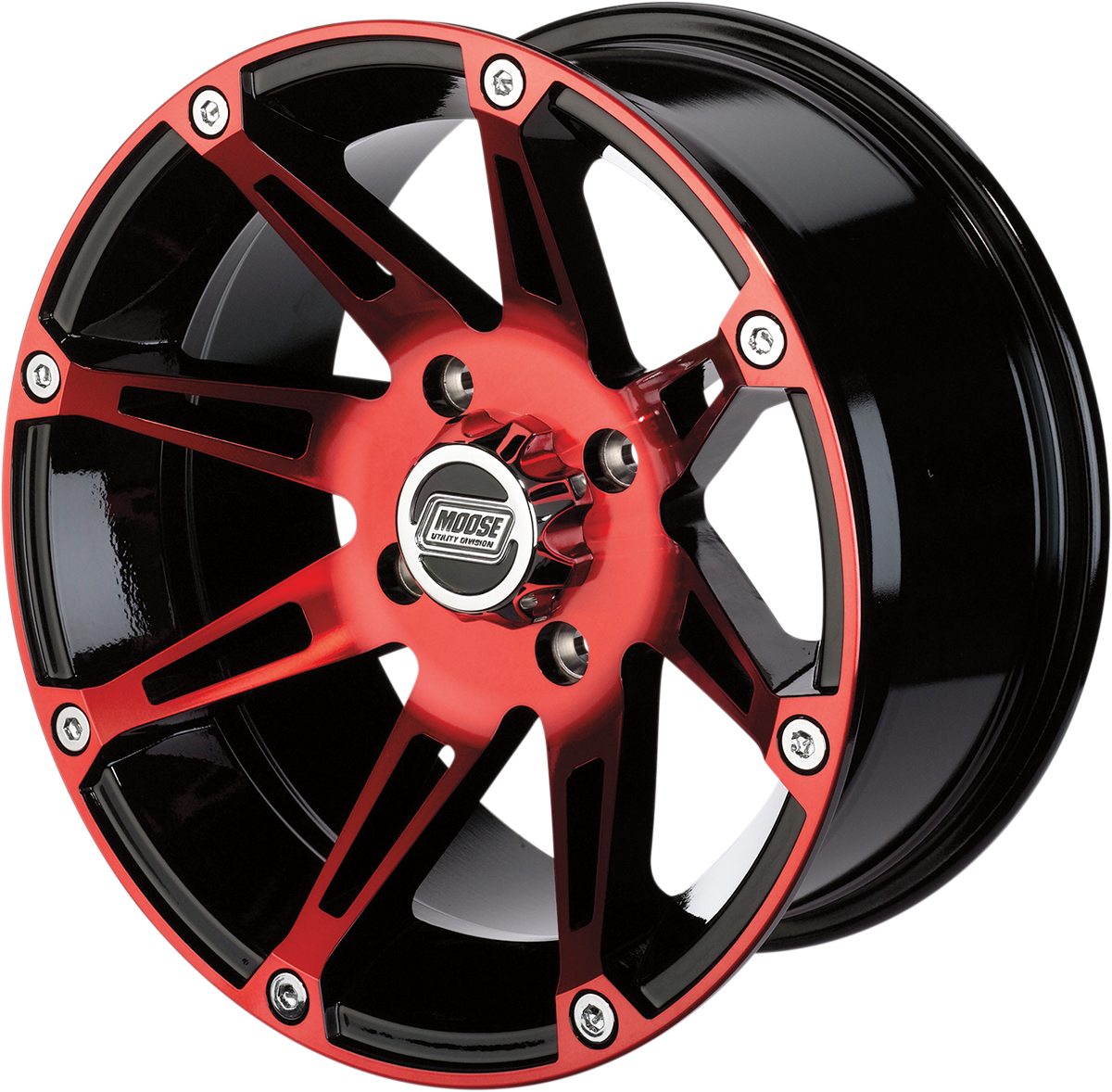 MOOSE UTILITY Wheel - 387X - Front - Anodized Red/Black - 12x7 - 4/136 - 4+3 387MO127136BWR4