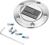 FIGURATI DESIGNS Timing Cover - 5 Hole - American - Blue Line - Stainless Steel FD70-TC-5H-SS