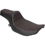 DRAG SPECIALTIES Extended Reach Predator III Set - Vinyl - Red Double Diamond Stitch - FLT/FLH 2023-2024  SEATS 0801-2061